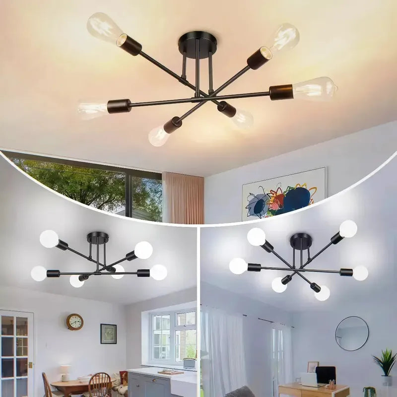 Lámpara Dormitorio Techo Moderna De 6 Luces