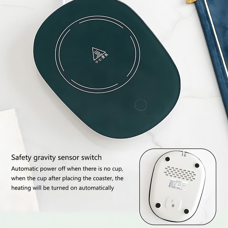 Calentador De Tazas Auronp Eléctrico Vidrio 10cm Control Táctil Negro