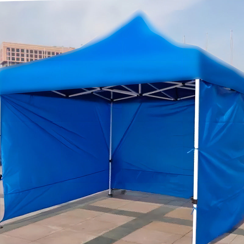 Toldo Plegable Pared Azul 3x3 Incluye Pared Laterales Toldo Azul
