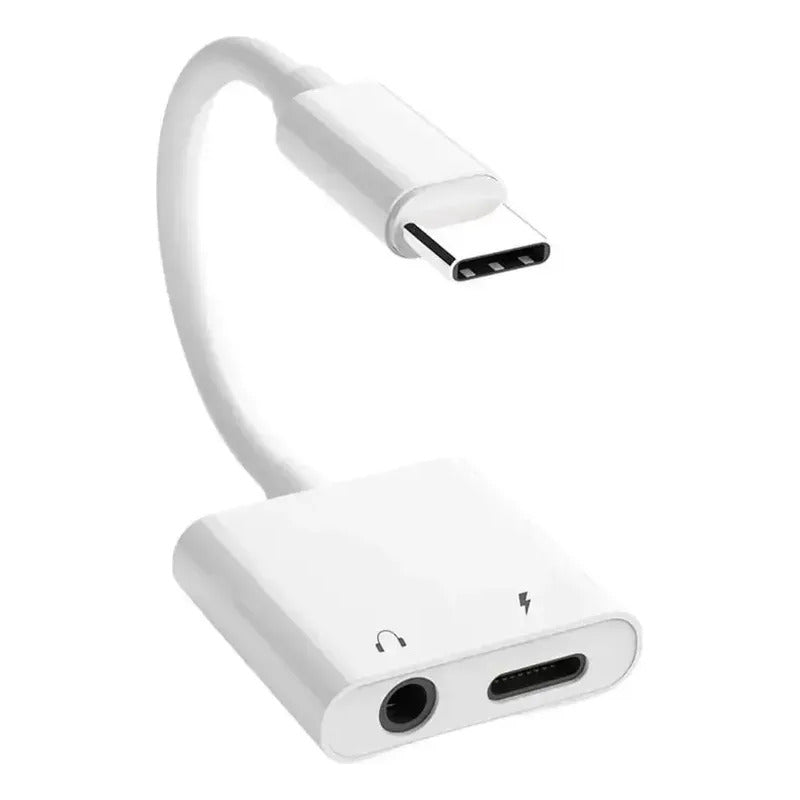 Adaptador Split  A Audio Jack 3.5 Audífonos Y Carga Tipo-c Gris