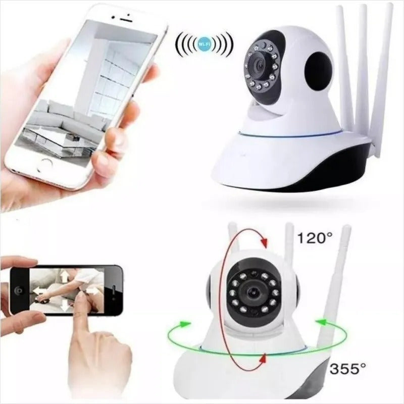 Cámara Seguridad Motorizada Visión Nocturna 360º Memoria Blanco