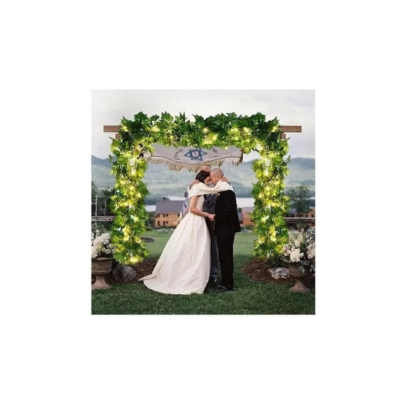 Envio Gratis Pack X2 Luces De Hojas Cortina Navidad Boda 2mt Cálida