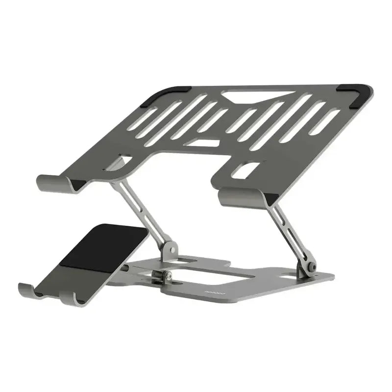 Soporte Doble Para Laptop Y Telefono Plegable Antideslizante Gris Oscuro