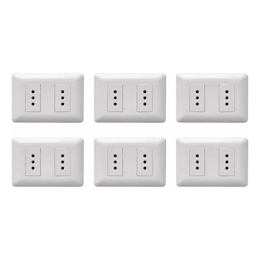 Pack X6 Enchufe Tomacorriente Doble Pared 10a Irm Sello Sec Blanco