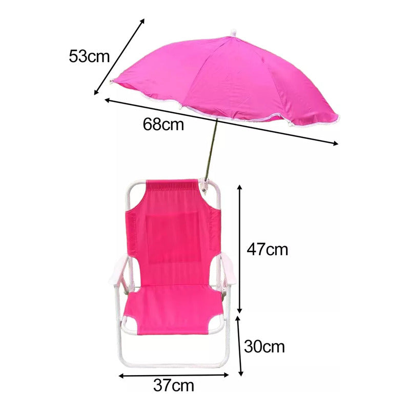 Silla Plegable Camping Animales Niños, Con Sombrilla