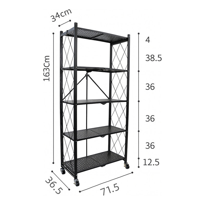 Estantería Metálica Plegable 5 Niveles Negro 90kg Industrial