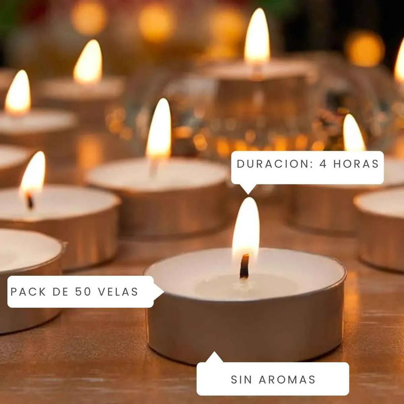 Pack Velas Tealight Blancas Decorativas Hogar Oficina 50/150 Blanco Lisa Sin Aroma 150 Velas