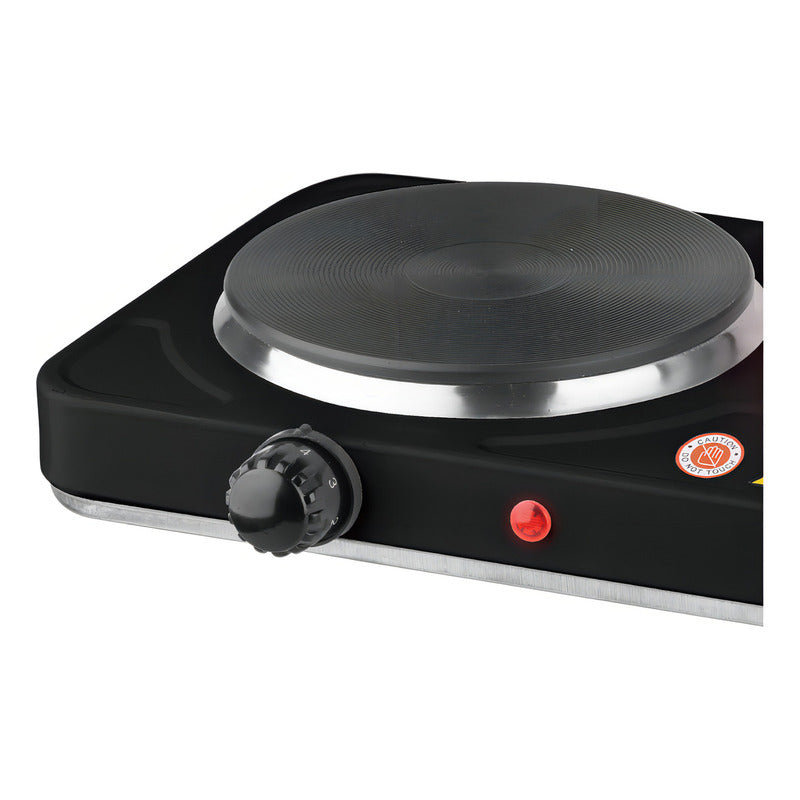 Cocina Electrica Portatil De 2 Hornillas Encimera 2000w Negro