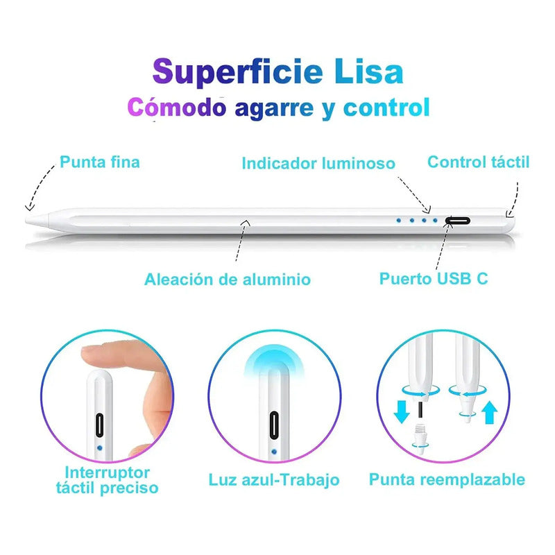 Lápiz Stylus Universal Tipo C Compatible Con Ios Android Win
