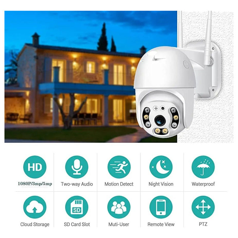 Cámara De Seguridad Jortan  Domo Exterior Wifi 360° Full Hd Blanco