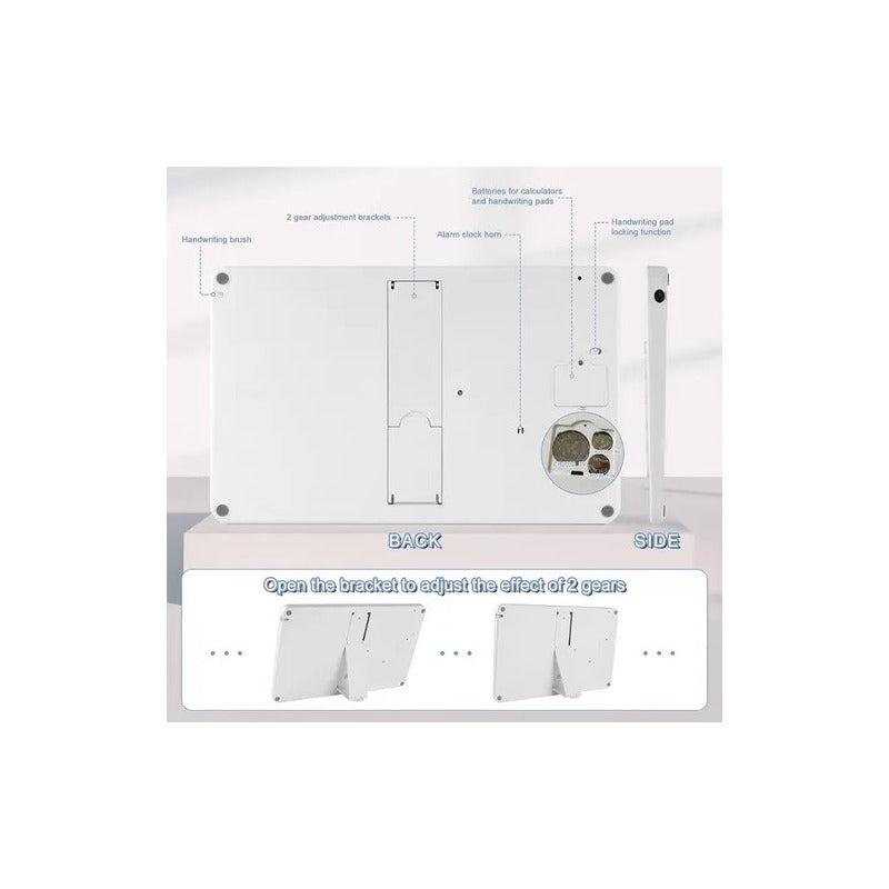 Calculadora 28 Teclas Con Bloc De Notas Lcd Tactil + Lapiz Blanco