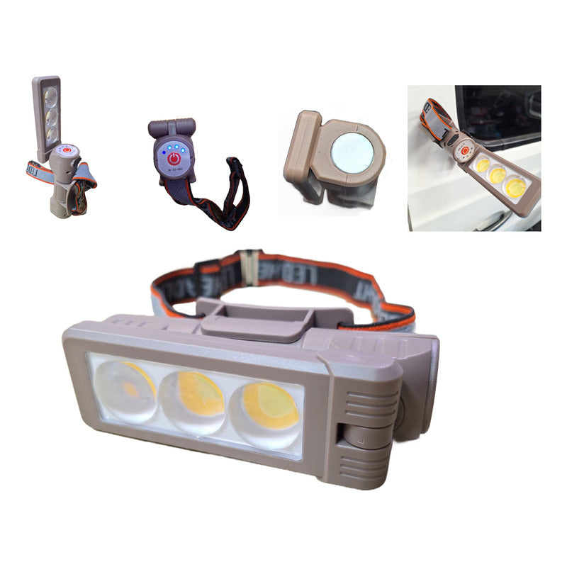Linterna Minera Recargable 3 Luces Resistente A La Lluvia