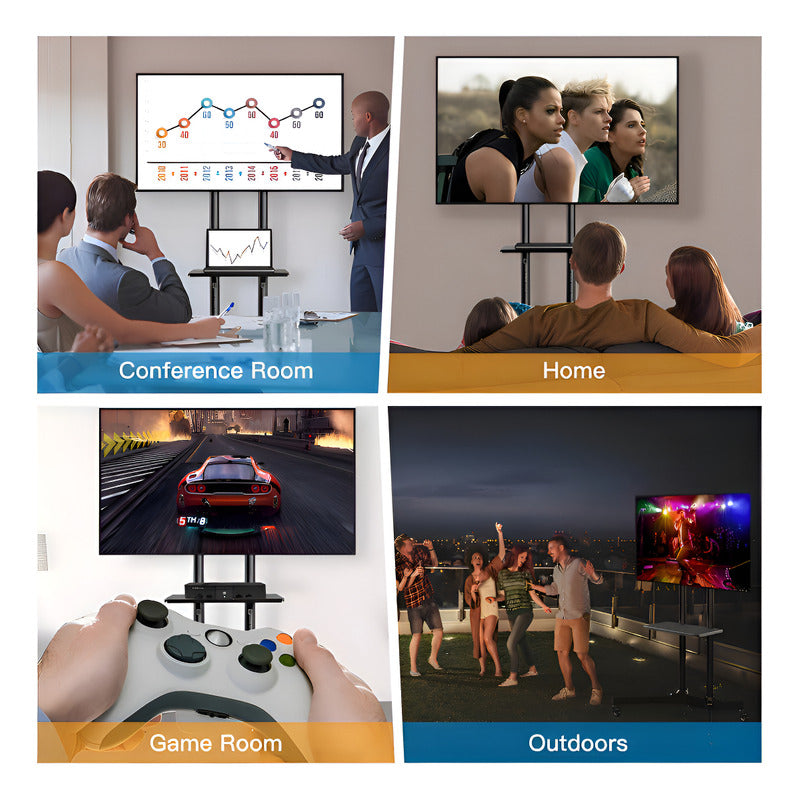 Soporte Tv Base Pedestal Rueda Televisores Movil 32 A 65p D Color Negro