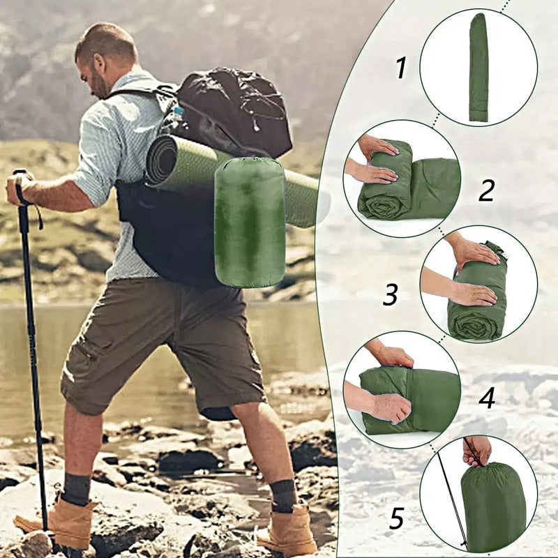 Saco De Dormir Portátil Para Acampar Playa Cabaña 950g Azul Derecho