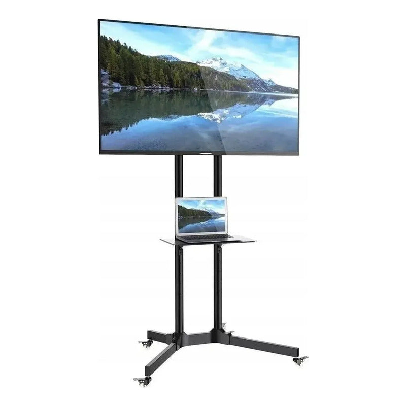 Soporte Tv 32  A 70  Pedestal Soporte Stand Movil Con Ruedas Negro