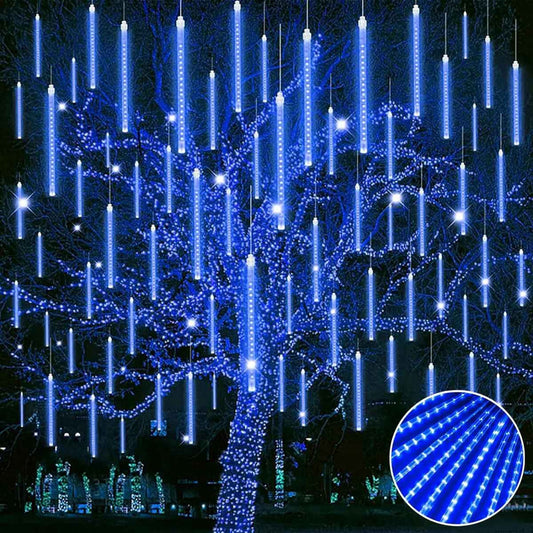 Lluvia Meteoros Luces De Navidad Decorativas 50cm De Largo Azul