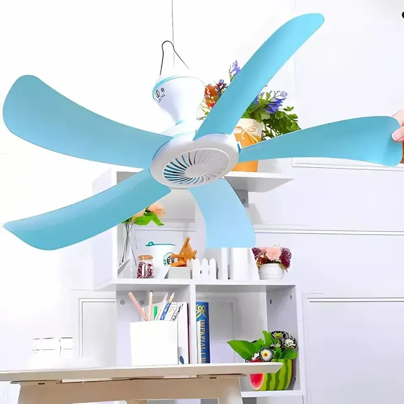 Ventilador Colgante 5 Aspas Con Enchufe A La Corriente 55 Cm 50/60hz Blanco Celeste Plástico 5