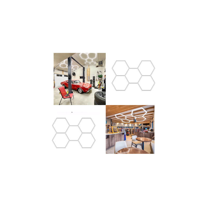 Luz De Techo Para Talleres Detailing Barbería Led Hexagono Blanco
