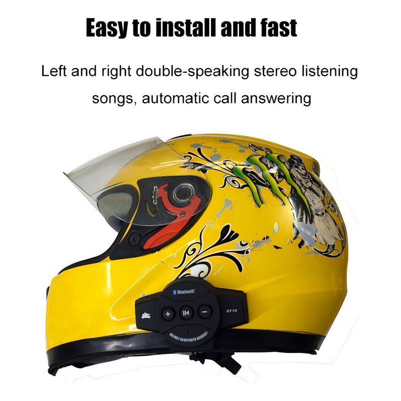 Audífonos Bluetooth Manos Libres Para Casco De Moto Color Negro