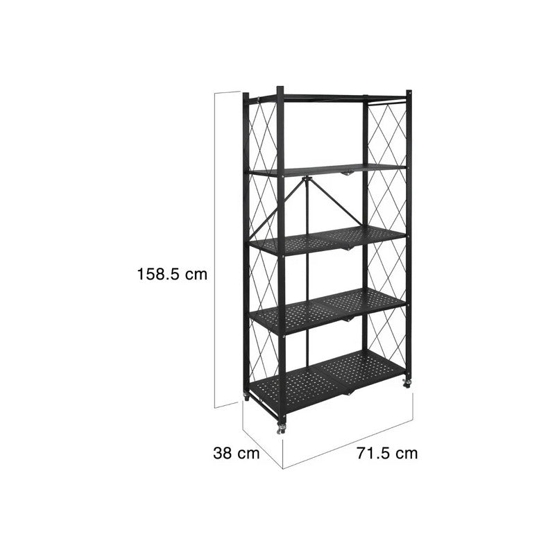 Estante Organizador Plegable 5 Niveles Ruedas Cocina Living Negro