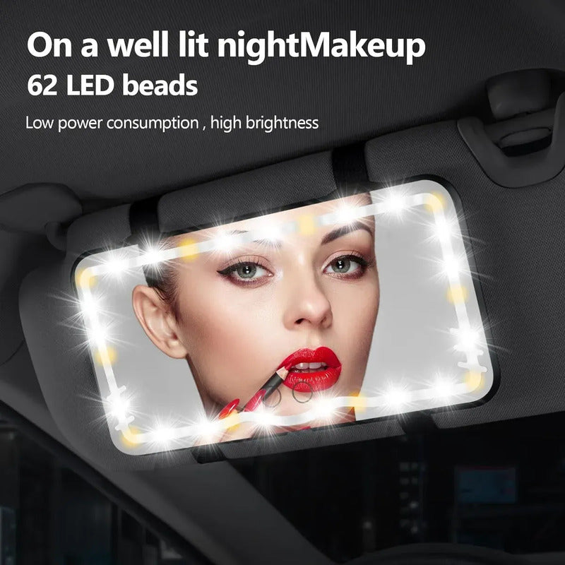 Espejo De Maquillaje Visera De Coche Led  Con 3 Modos De Luz Negro