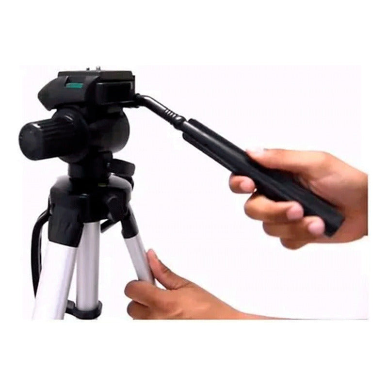 Trípode Cámara Fotográfica Y Celular De Aluminio Plateado