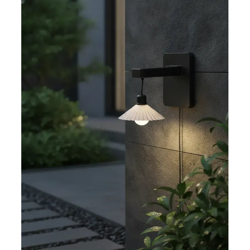 Aplique Solar Led De Pared Exterior Luz Decorativa Impermeable Ip65 Diseño Moderno Negro Para Jardín Terraza Patio Pasillo Entrada Energía Solar Encendido Automático Alta Durabilidad Tecnohogar