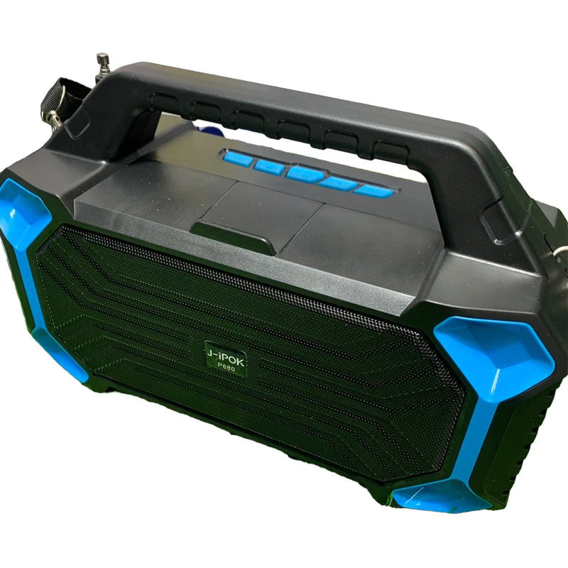 Parlante Recargable Solar Con Linterna, Radio Usb Puerto Mic Negro