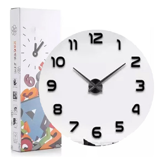 Reloj De Pared 3d Grande Números Negros Autoadhesivo