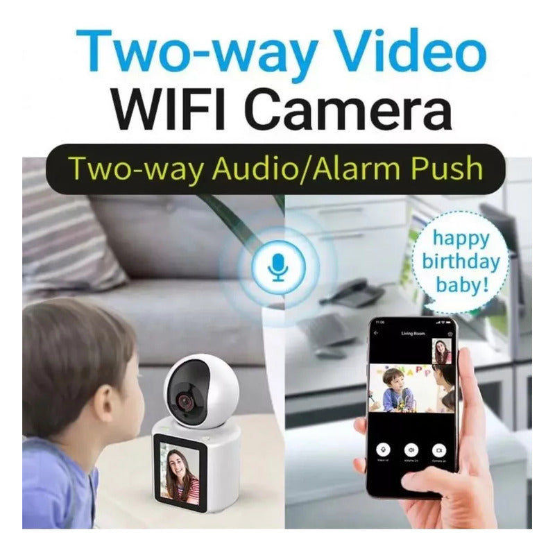 Monitor De Bebé Con Cámara Ip Wifi 2.4g 360°voz Y Video Blanco