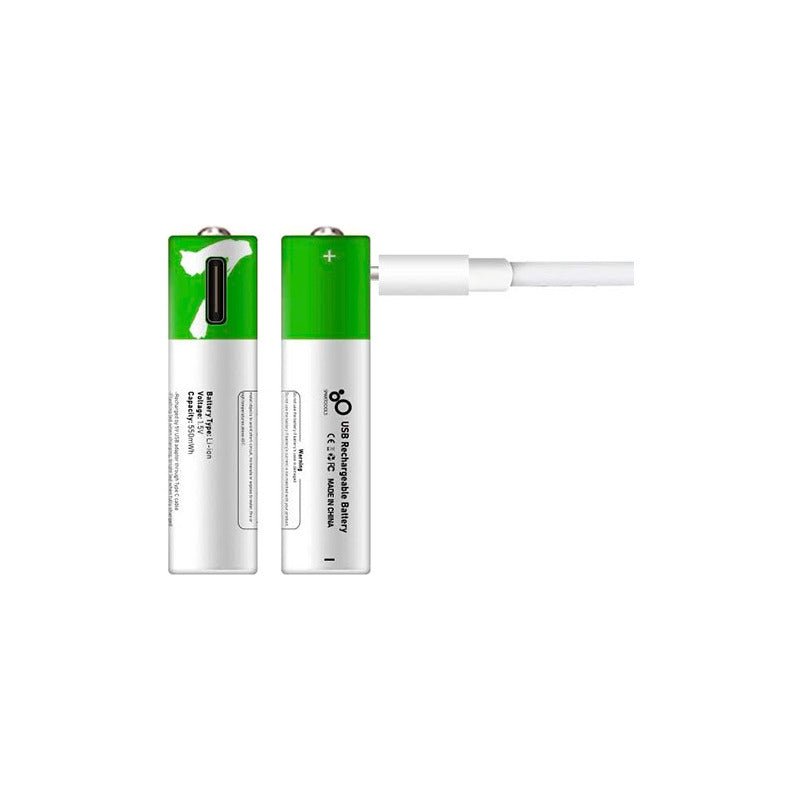 Pack X2 Pilas Aaa Litio Recargables Puerto Usb 2000mah 1.5v