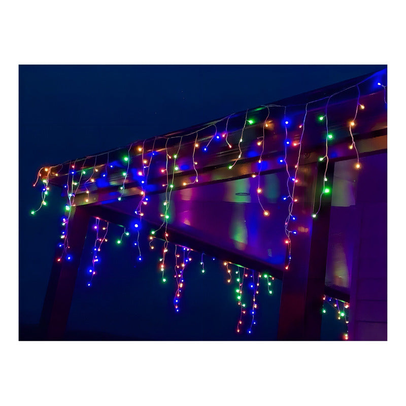 Luces Cascada Navideñas Guirnalda Led Luz Solar 3mt 144 Leds Multicolor