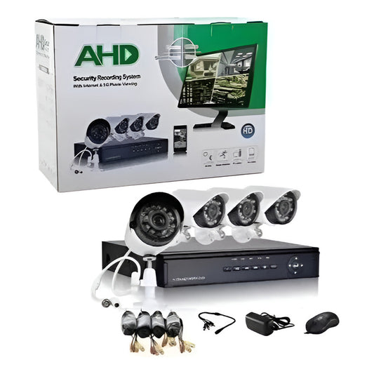 Kit Dvr Con 4 Cámaras De Seguridad Interior Y Exterior Blanco