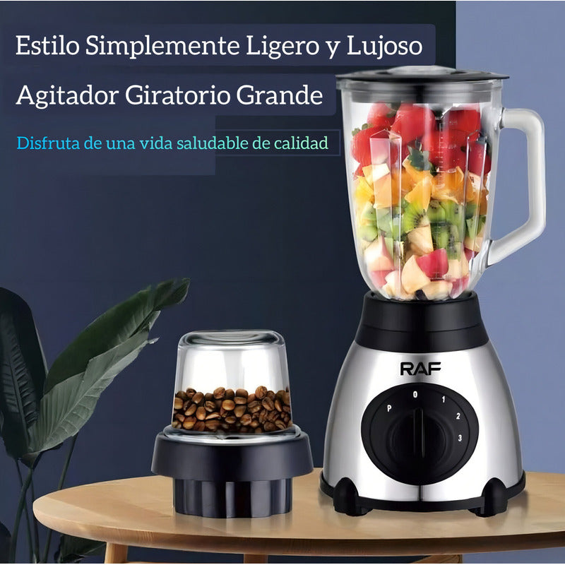 Licuadora Juguera Raf 1.5l Vidrio Acero Inoxidable 1000w Plateado