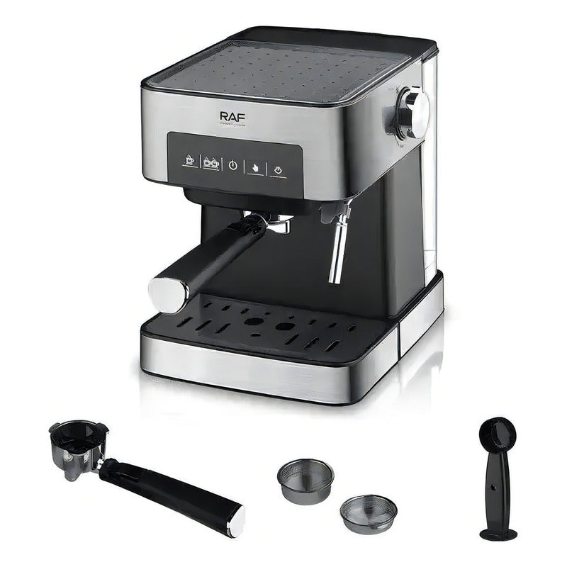 Máquina Café Espresso Espumador De Leche Antigoteo Raf R.136 Color Plateado