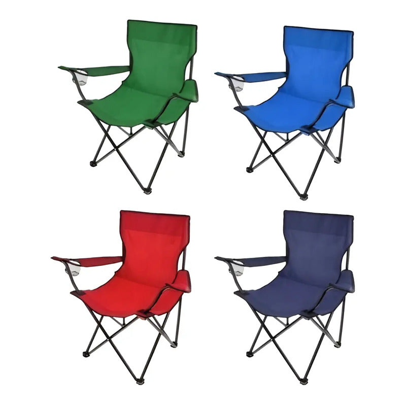 Silla Plegable Camping Playa Picnic Con Porta Vasos Color Varios Azul