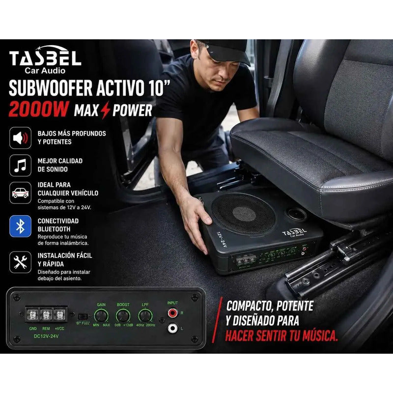 Subwoofer 2000w Para Auto Y Camion 12v-24v Amplificado Negro