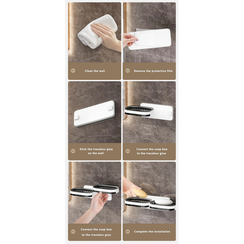 Jabonera Doble Para Pared De Plástico Resistente