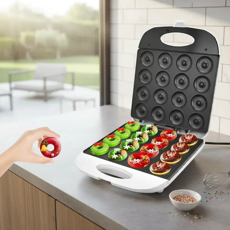 Maquina Para Donas 16 Mini Donuts Antiadherente Resposteria Blanco