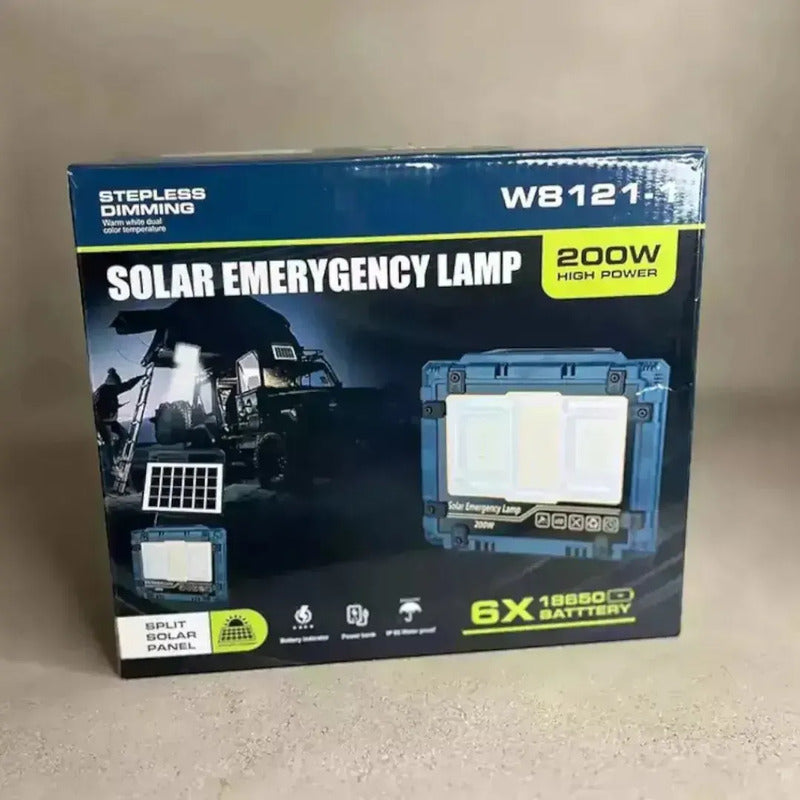 Foco Reflector Led 200w / 400w Recargable Con Panel Solar Negro 200w