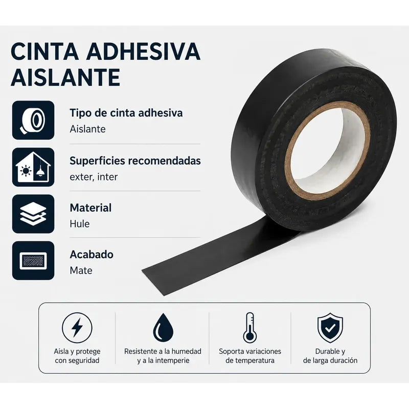 Pack X10 Cinta / Huincha Aisladora 18mm X 10m Negro Lisa