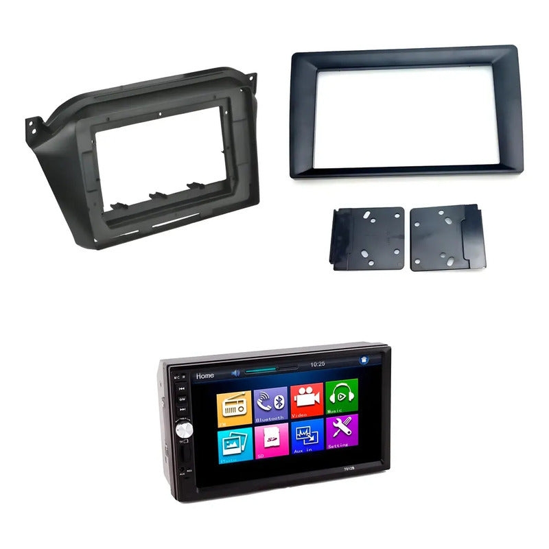 Kit Radio Jac: Bisel Refine S2 2015-2018 9 Negro + Radio 2 Din Mirror Link Mp5 + Bisel 9 A 7 Negro