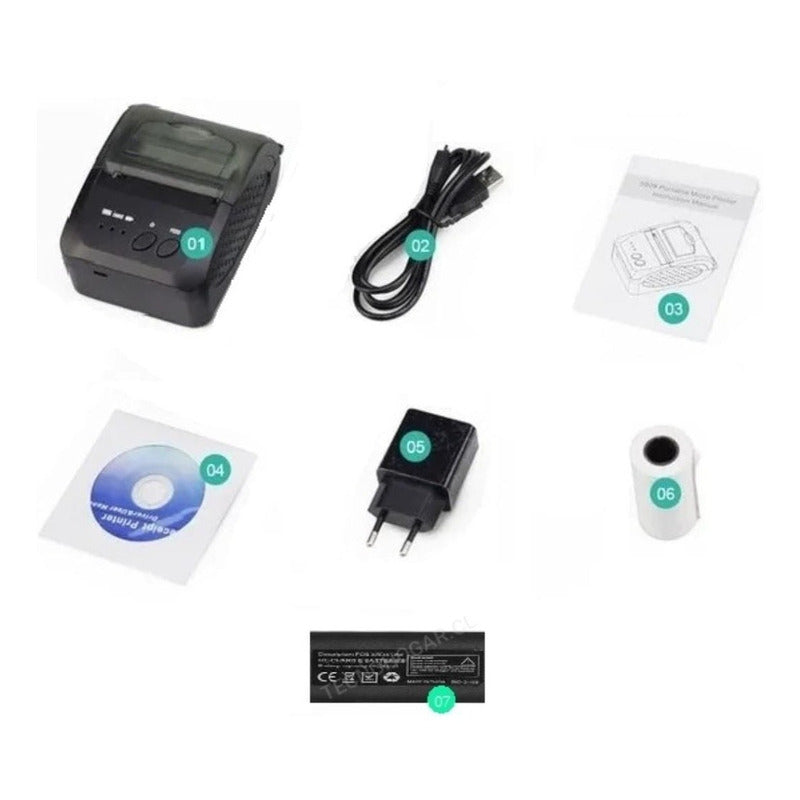 Impresora Bluetooth Inalámbrica Mini Con Batatia O Corriente Negro