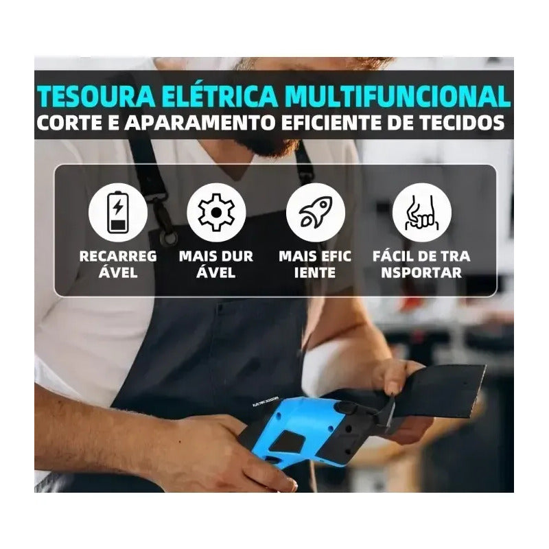 Tijera Eléctrica Para Corte Rápido Afilado Carton Material Azul