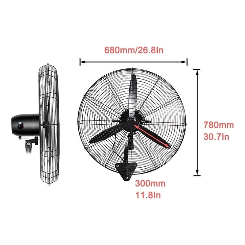 Ventilador Industrial De Pared Tipo Turbina De Alta Potencia 65 Cm 50hz-60hz Negro Plástico 3