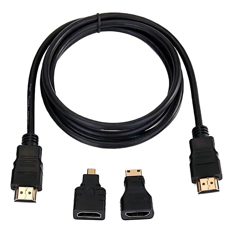 Cable Hdtv 3 En 1, Con Adaptadores Mini Hd Y Micro Hd