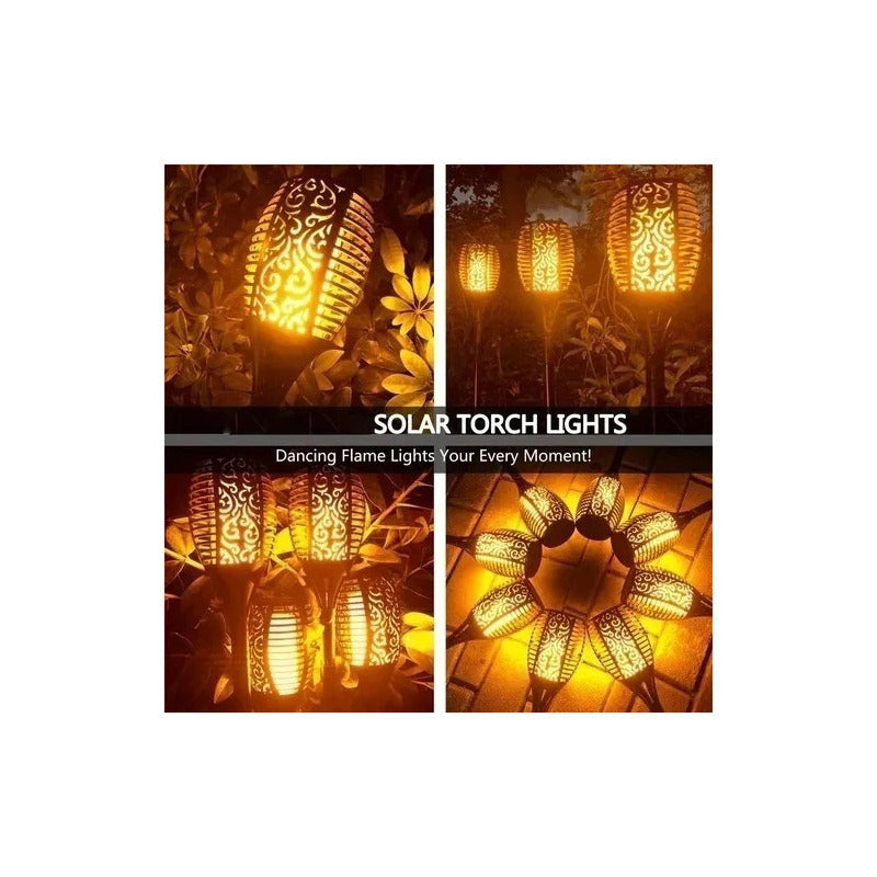 Antorcha Fuego Led Estaca Solar Carga Automática Lluvia