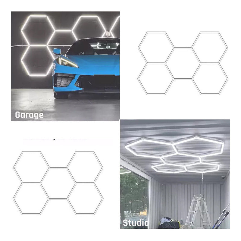 Lámpara Led Hexagonal 6500k Blanco Frío Talleres Restaurante