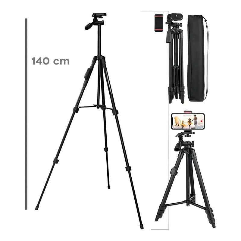 Tripode De Camara Profesional Nivel Burbuja Estuche Cabezal Negro