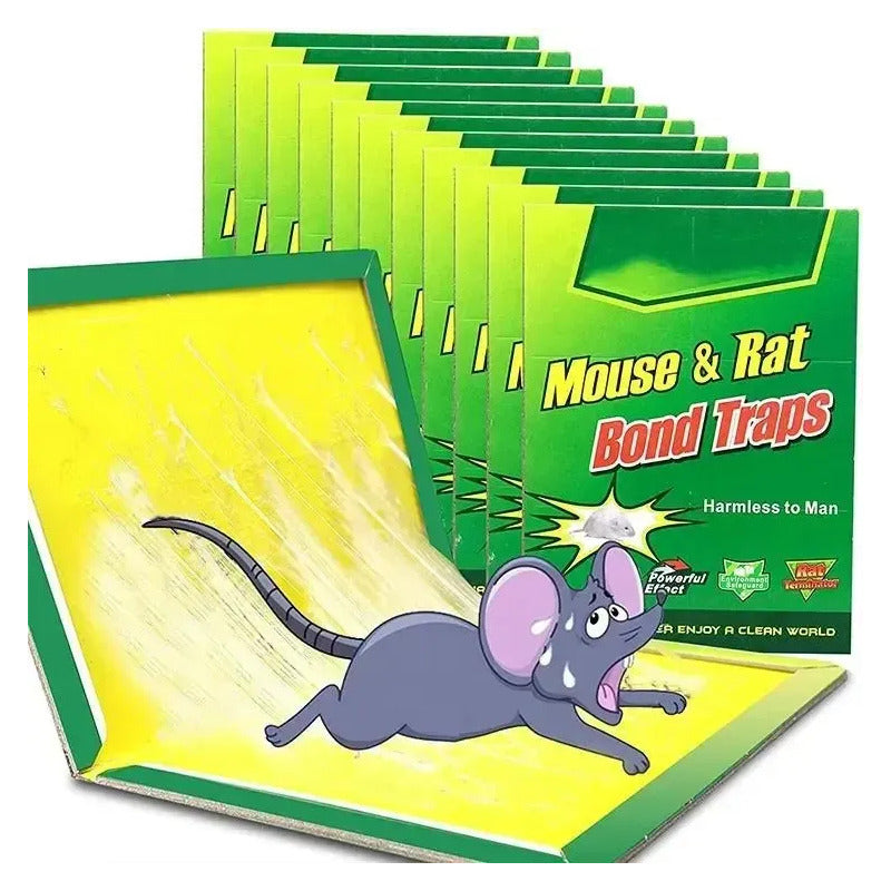 Trampa Para Ratones Pegajosa Adhesiva Pack X10 Atrapa Ratón Insectos Cucarachas Control De Plagas Pegamento Extra Fuerte Desechable Sin Veneno Uso Hogar Bodega Cocina Negocio Fácil Aplicación Facil